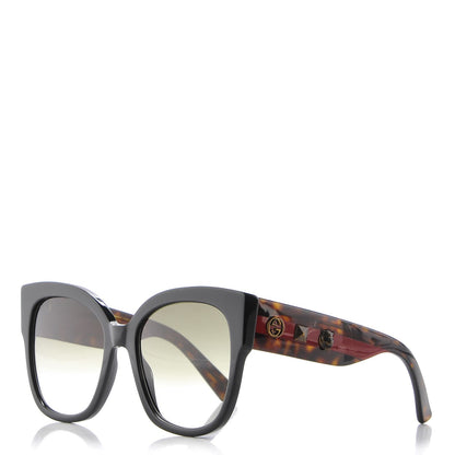 Gucci Acetate Square Frame Web Sunglasses GG0059S Black Tortoise 1 of 8