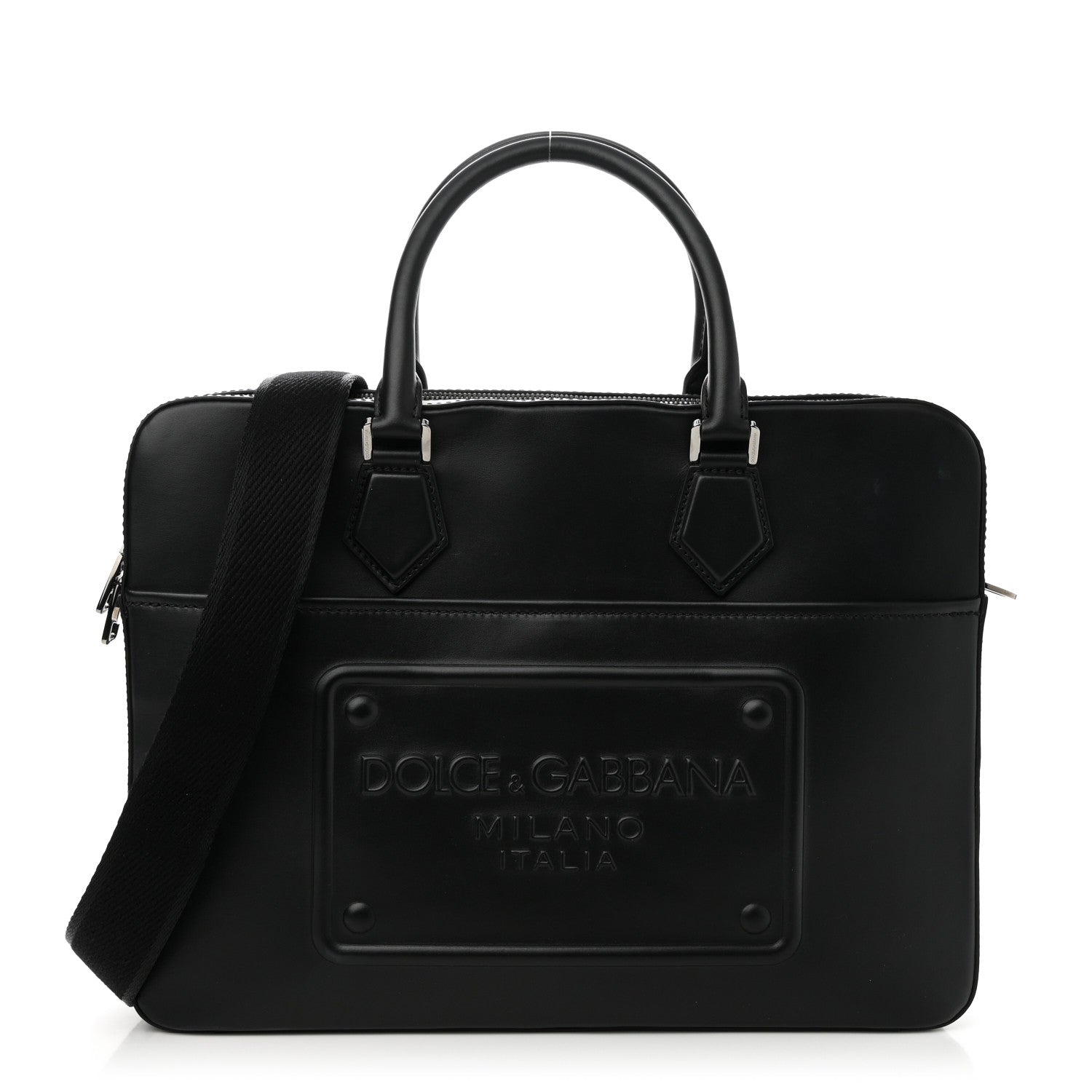 Dolce & Gabbana Calfskin Embossed Briefcase Black 1 of 9