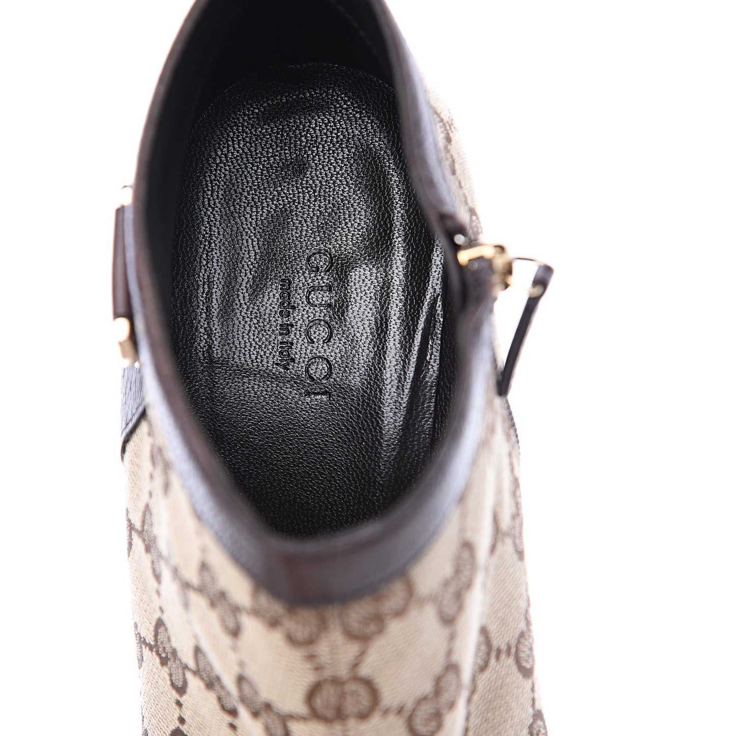 Monogram Textured Calfskin D Ring Ankle Booties 8.5 Beige Ebony Cocoa