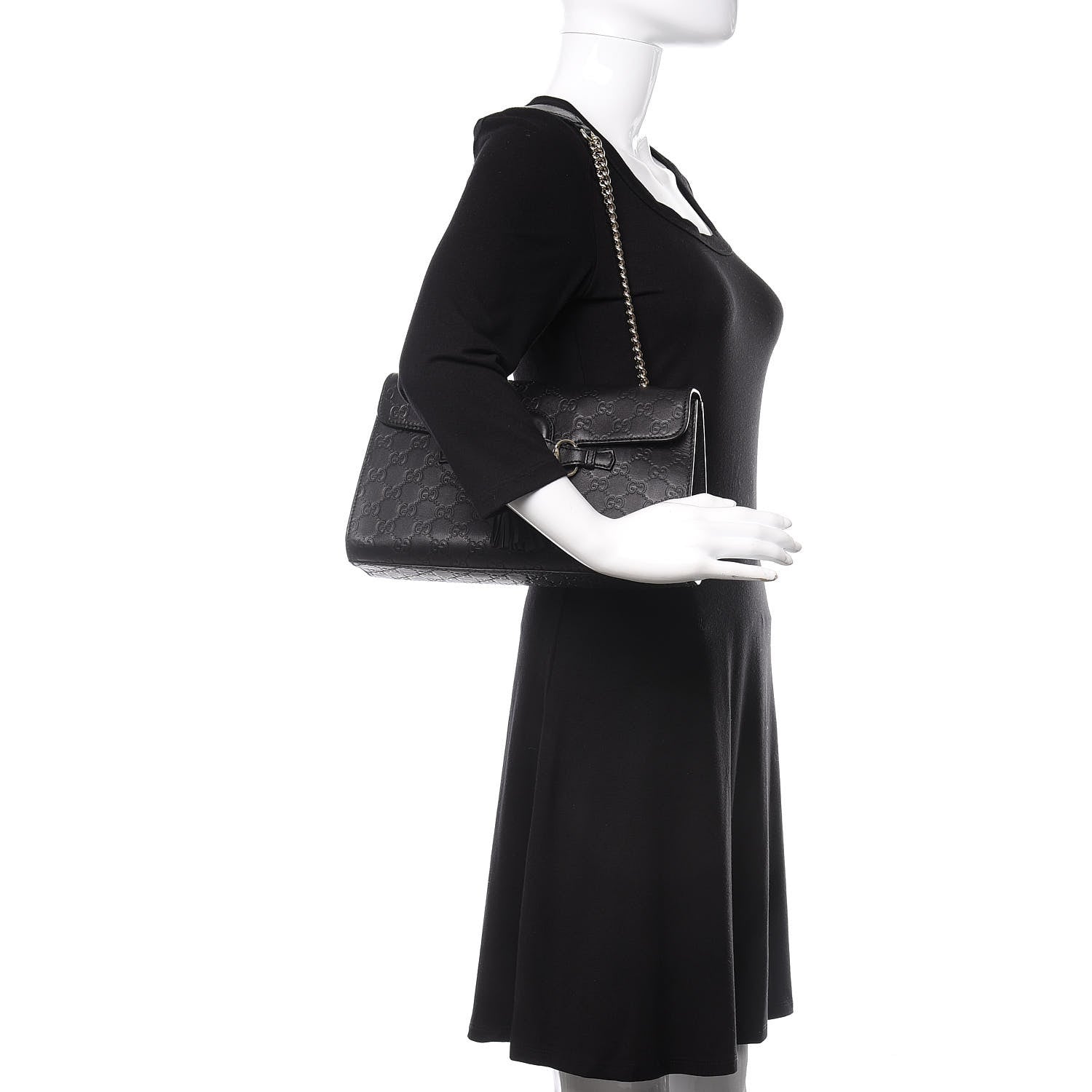 Gucci Guccissima Medium Emily Chain Shoulder Bag Black 2 of 12