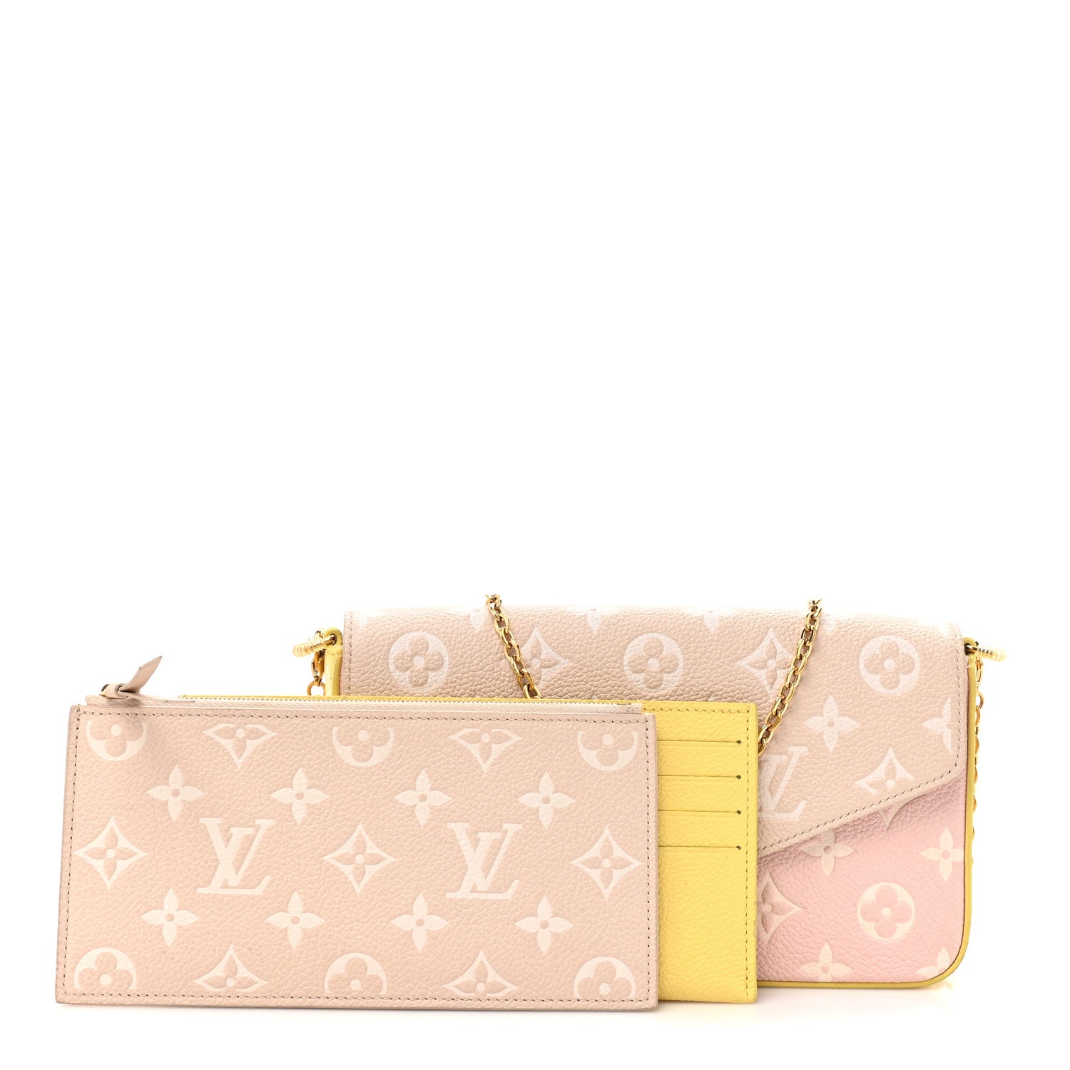 Louis Vuitton Empreinte Spring in the City Felicie Pochette Chain Wallet Pink Beige Yellow 3 of 15