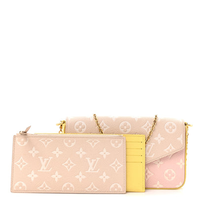Louis Vuitton Empreinte Spring in the City Felicie Pochette Chain Wallet Pink Beige Yellow 3 of 15