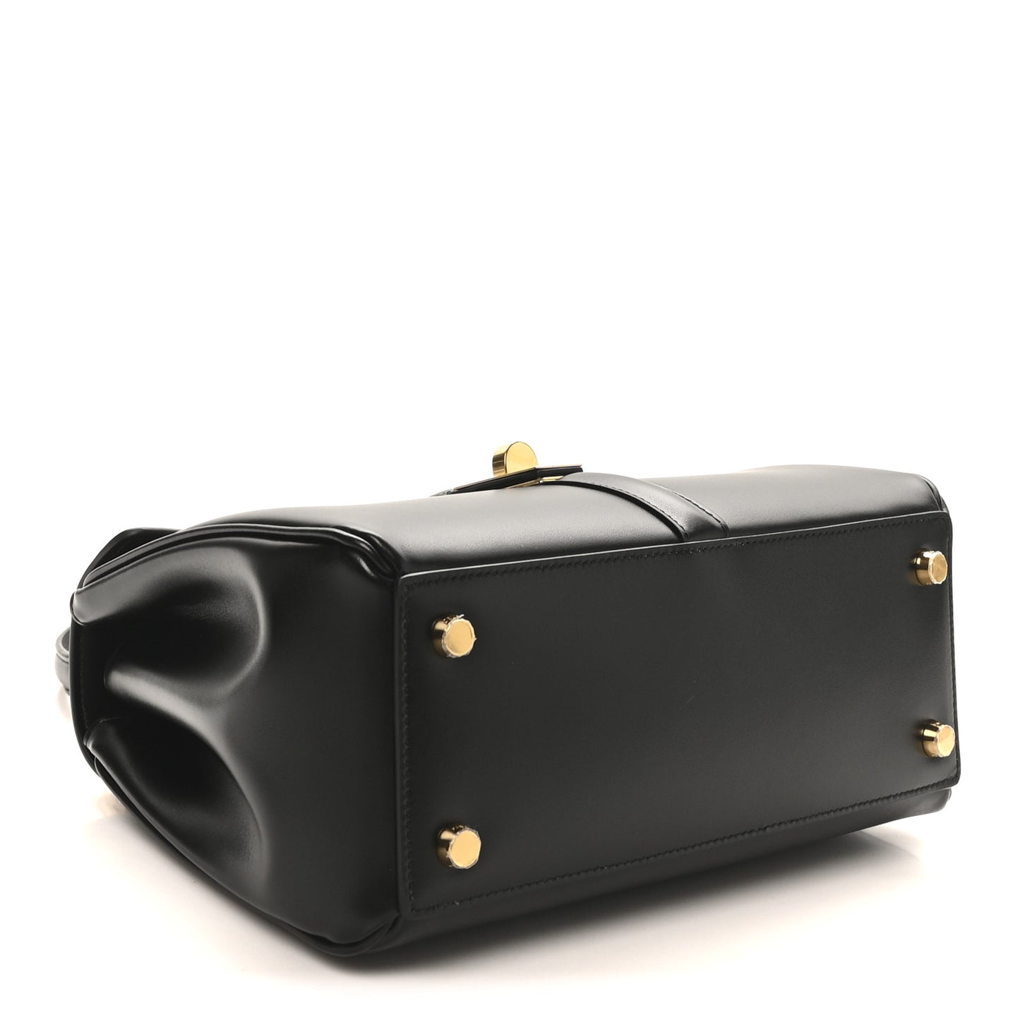 Satinated Calfskin Small 16 Top Handle Bag Black