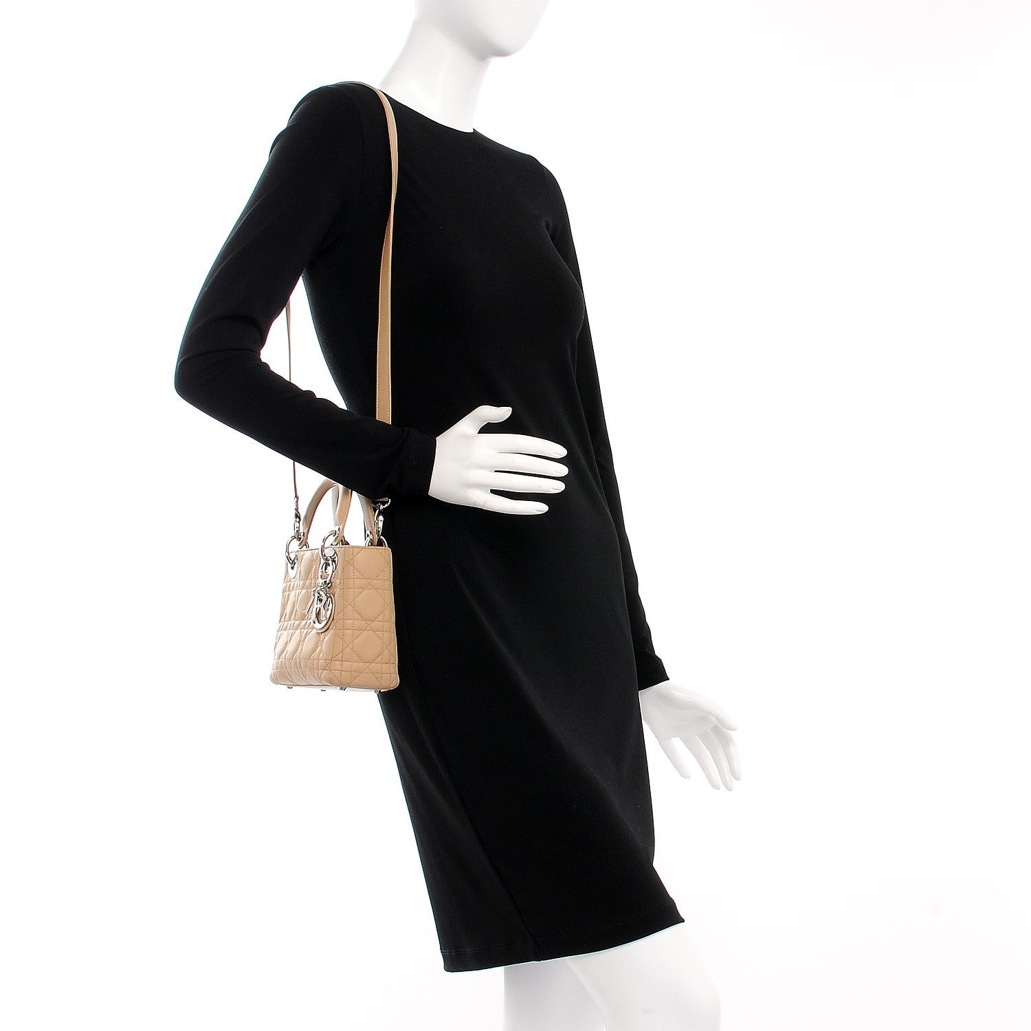 Christian Dior Lambskin Cannage Mini Lady Dior Beige 2 of 7