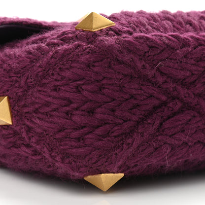 Valentino Garavani Cashmere Large Roman Stud Shoulder Bag Ripe Plum 7 of 9