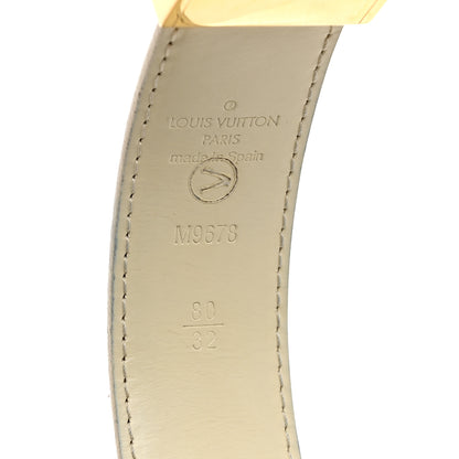 Louis Vuitton Damier Azur LV Paris Buckle Belt 80 32 Gold 3 of 5