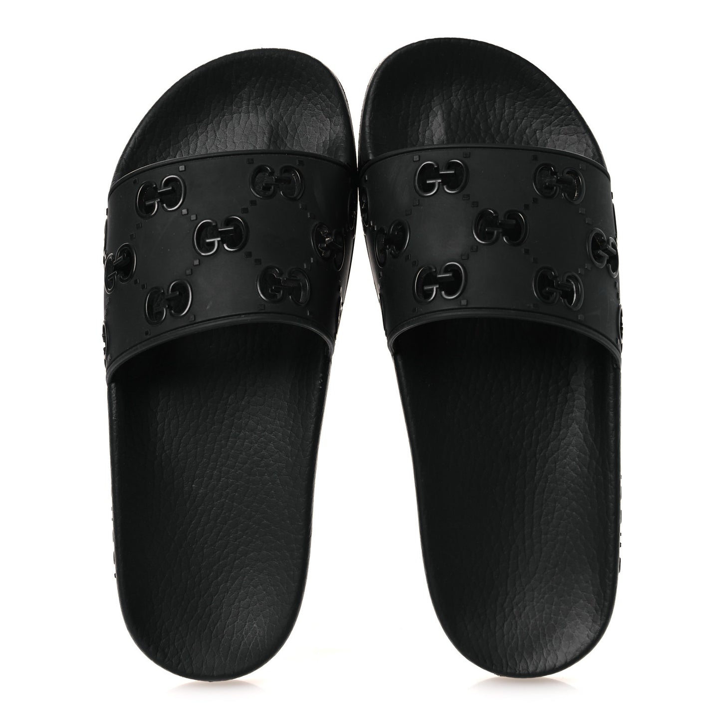 Rubber GG Monogram Perforated Womens Slide Sandals 39 Black