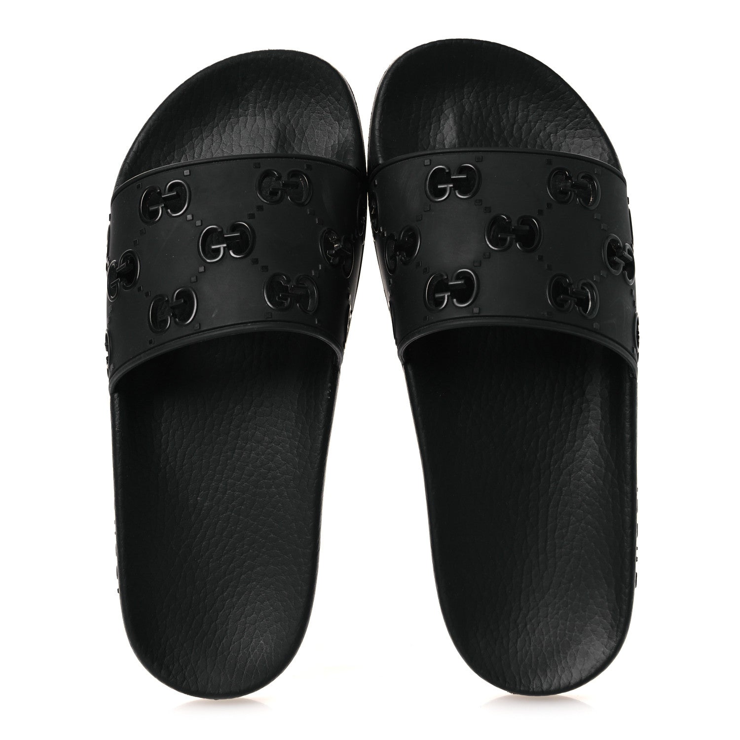 Gucci Rubber GG Monogram Perforated Womens Slide Sandals 39 Black 2 of 13