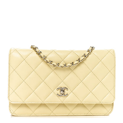 Chanel Caviar Quilted CC Turnlock Wallet On Chain WOC Light Yellow 2 of 23