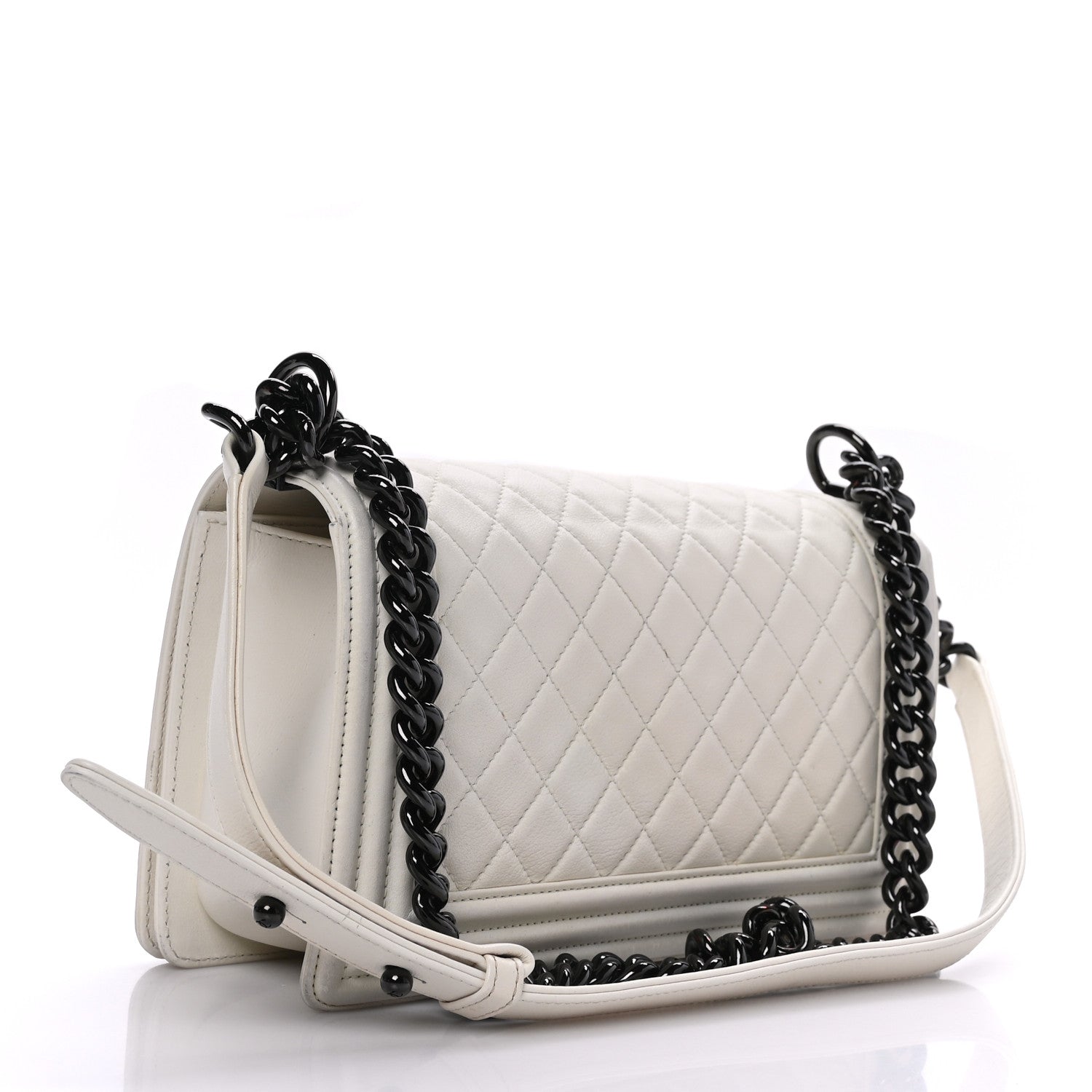 Chanel Calfskin Quilted Medium Boy Flap White 3 of 9