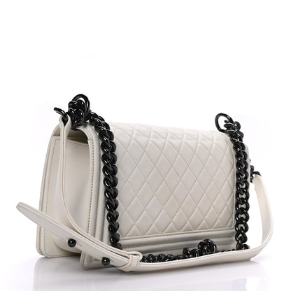 Chanel Calfskin Quilted Medium Boy Flap White 3 of 9