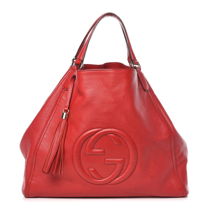 Gucci Pebbled Calfskin Large Soho Shoulder Bag Red 1 of 16