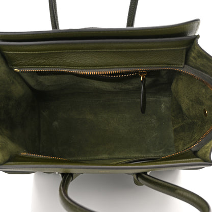 Celine Drummed Calfskin Micro Luggage Khaki 5 of 9