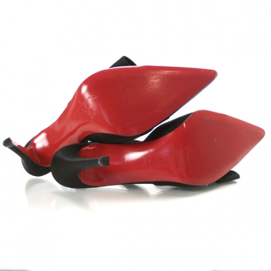 Satin Bow Slingback Pumps 39.5 Black