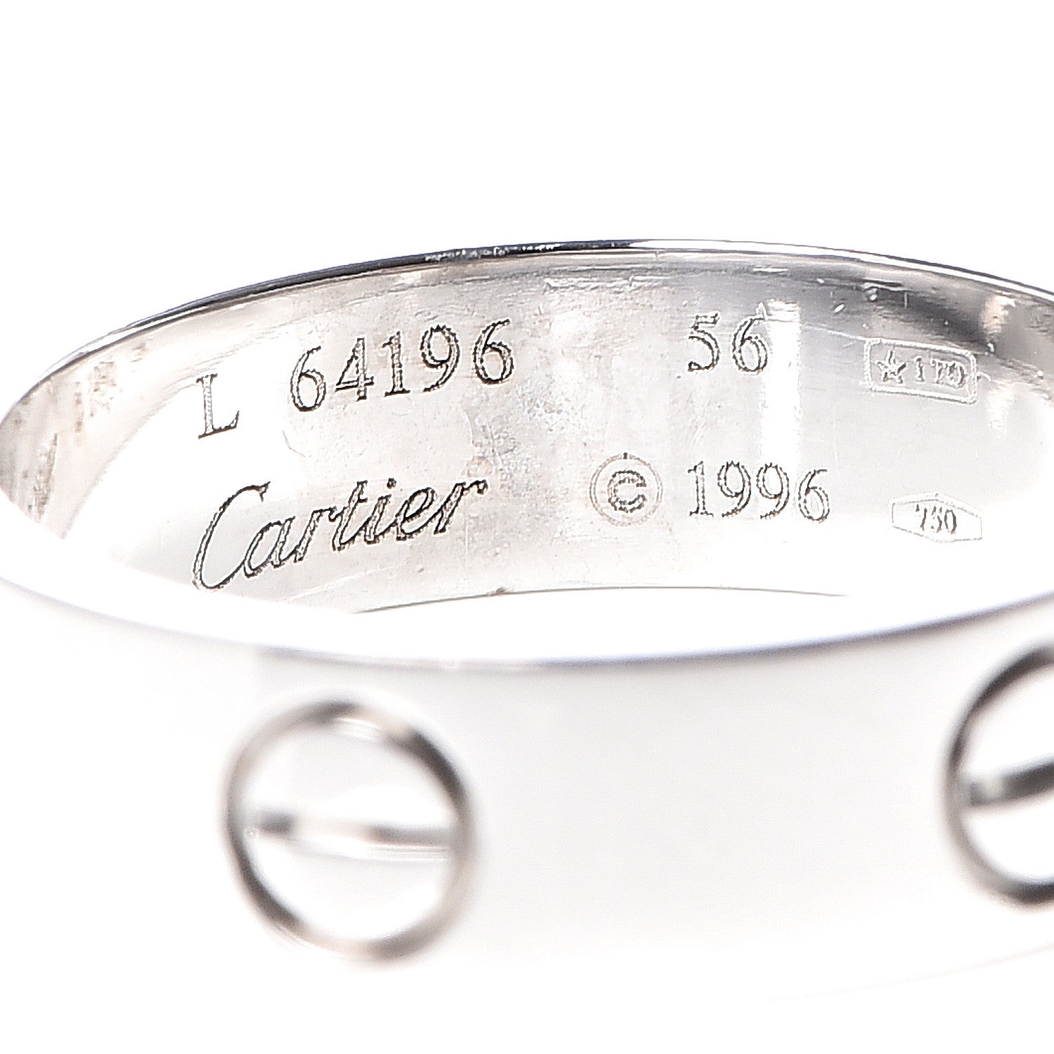 Cartier 18K White Gold 5.5mm LOVE Ring 56 7.5 5 of 6