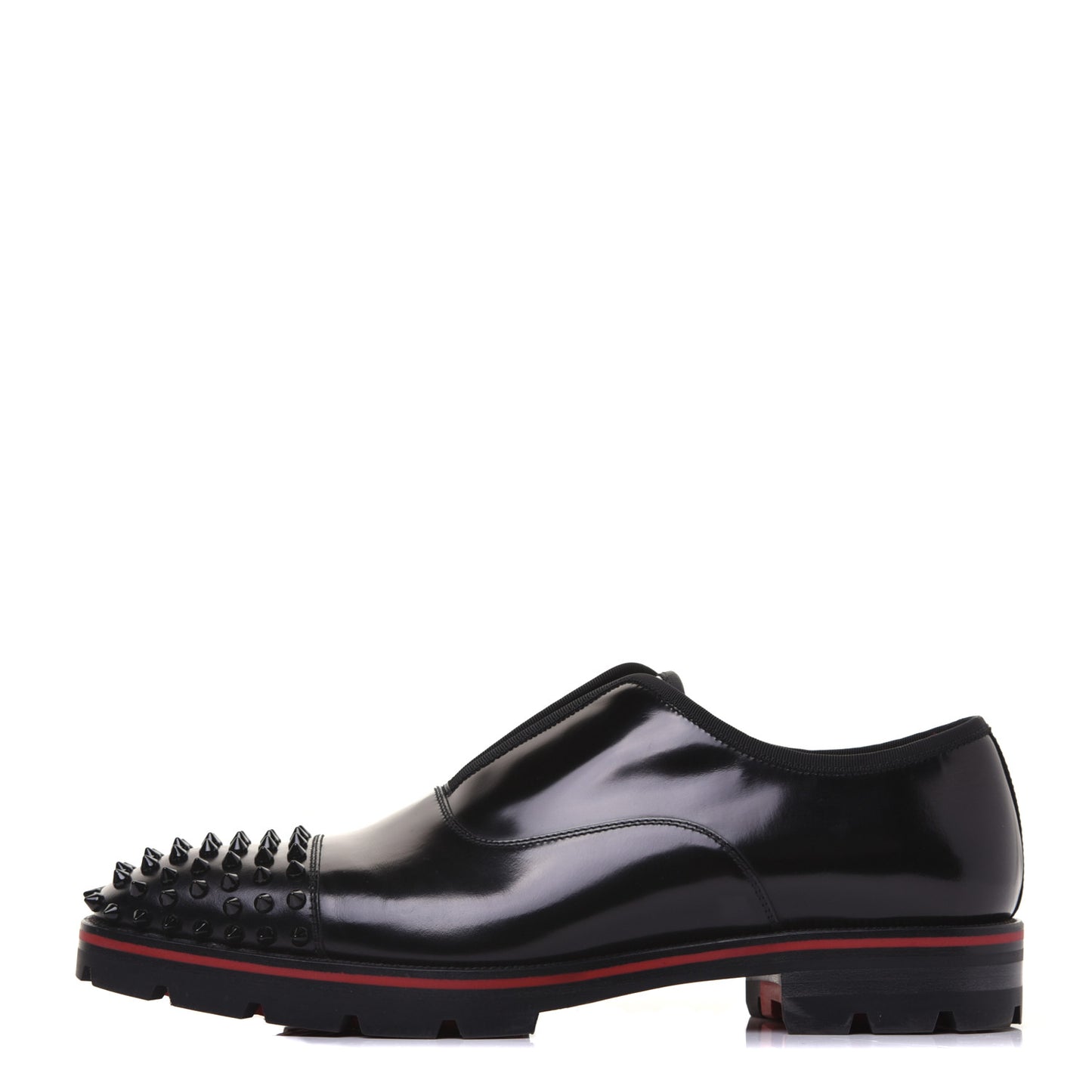 Calfskin Abrasivato Mens Alpha Pointe Spikes Flat Sneakers 43.5 Black