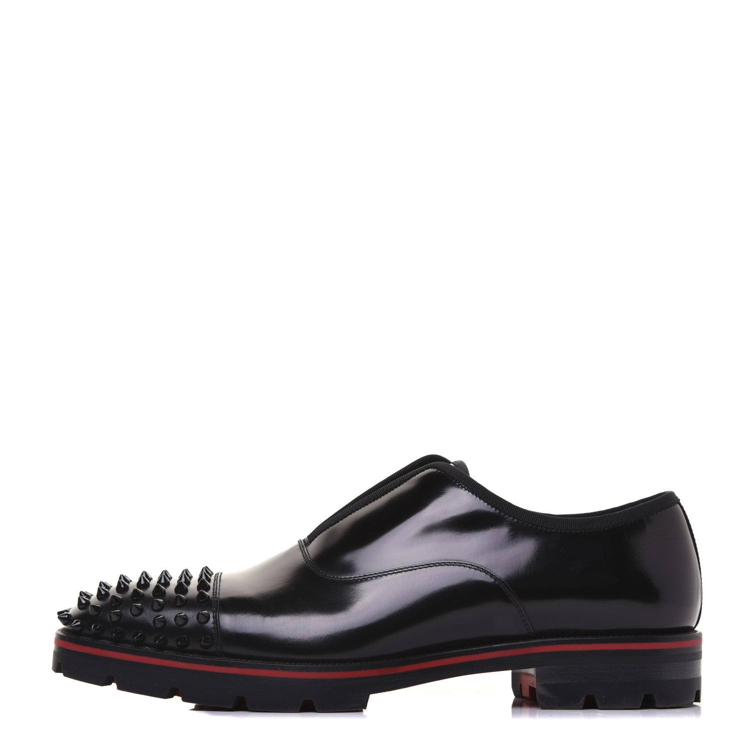 Christian Louboutin Calfskin Abrasivato Mens Alpha Pointe Spikes Flat Sneakers 43.5 Black 1 of 10