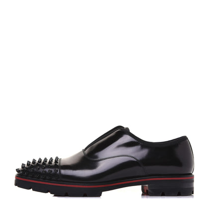Christian Louboutin Calfskin Abrasivato Mens Alpha Pointe Spikes Flat Sneakers 43.5 Black 1 of 10