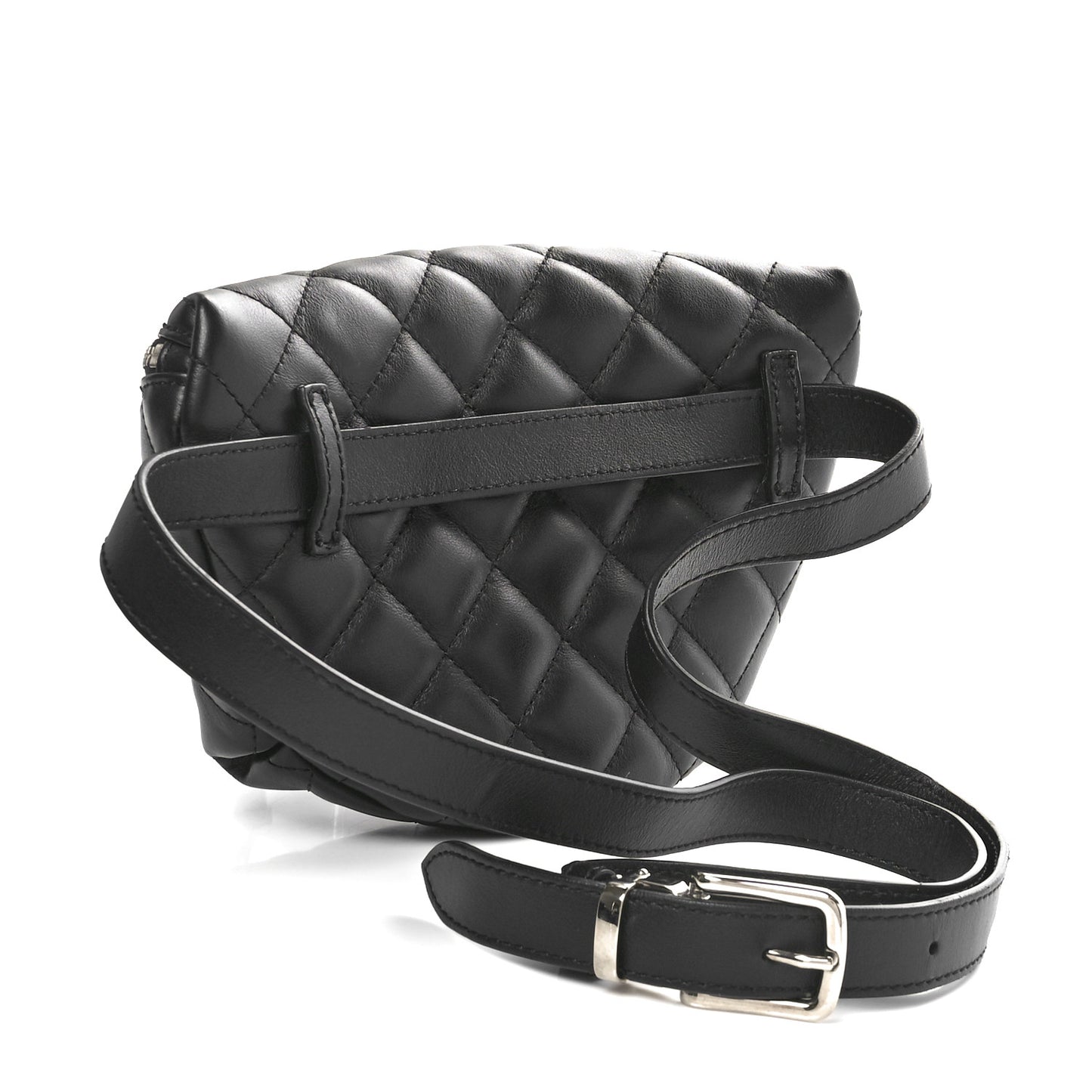 Calfskin Quilted Waist Belt Bag Black