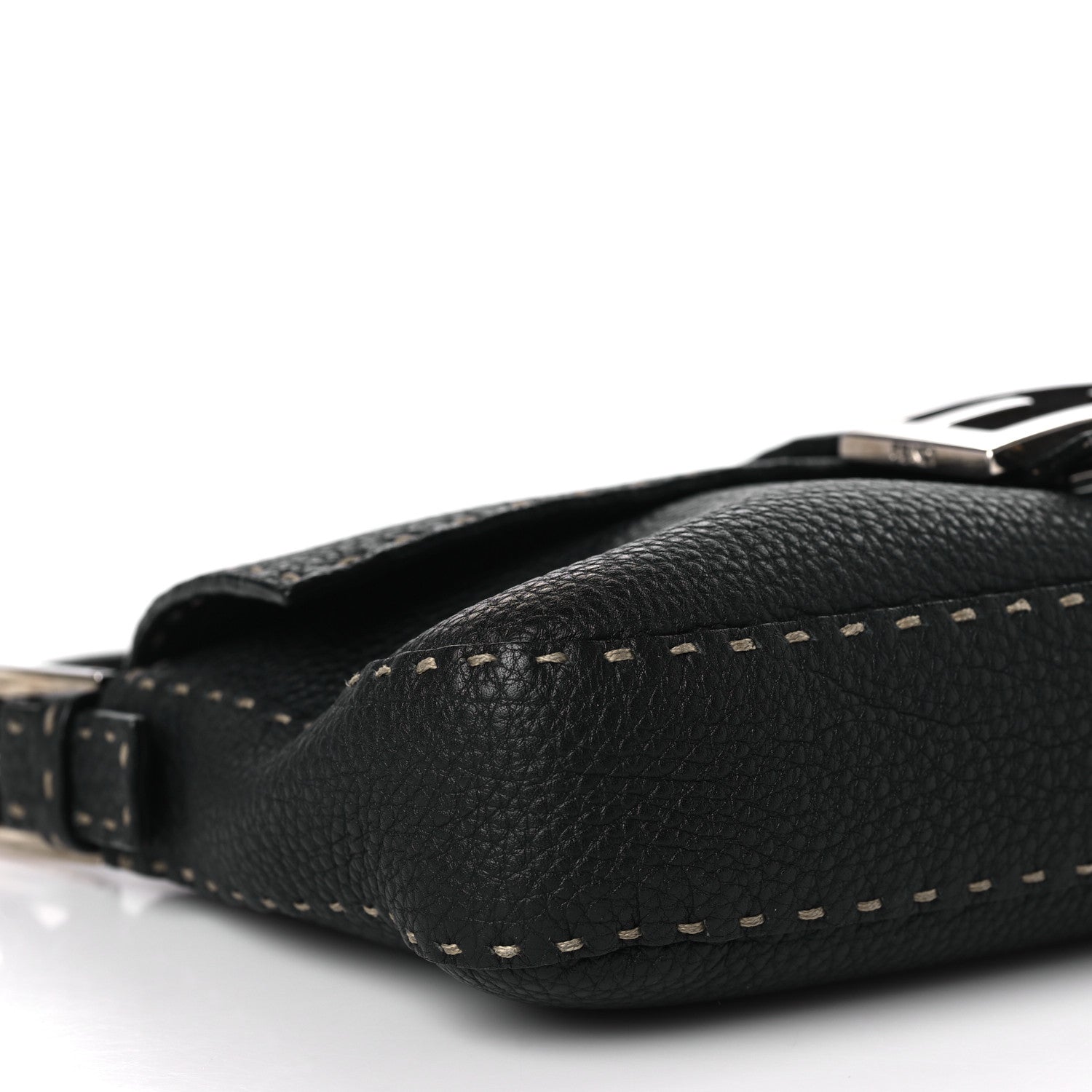 Fendi Calfskin Romano Selleria Baguette Black 7 of 9