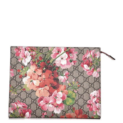 Gucci GG Supreme Monogram Blooms Large Cosmetic Case Beige Multicolor Dry Rose 1 of 9