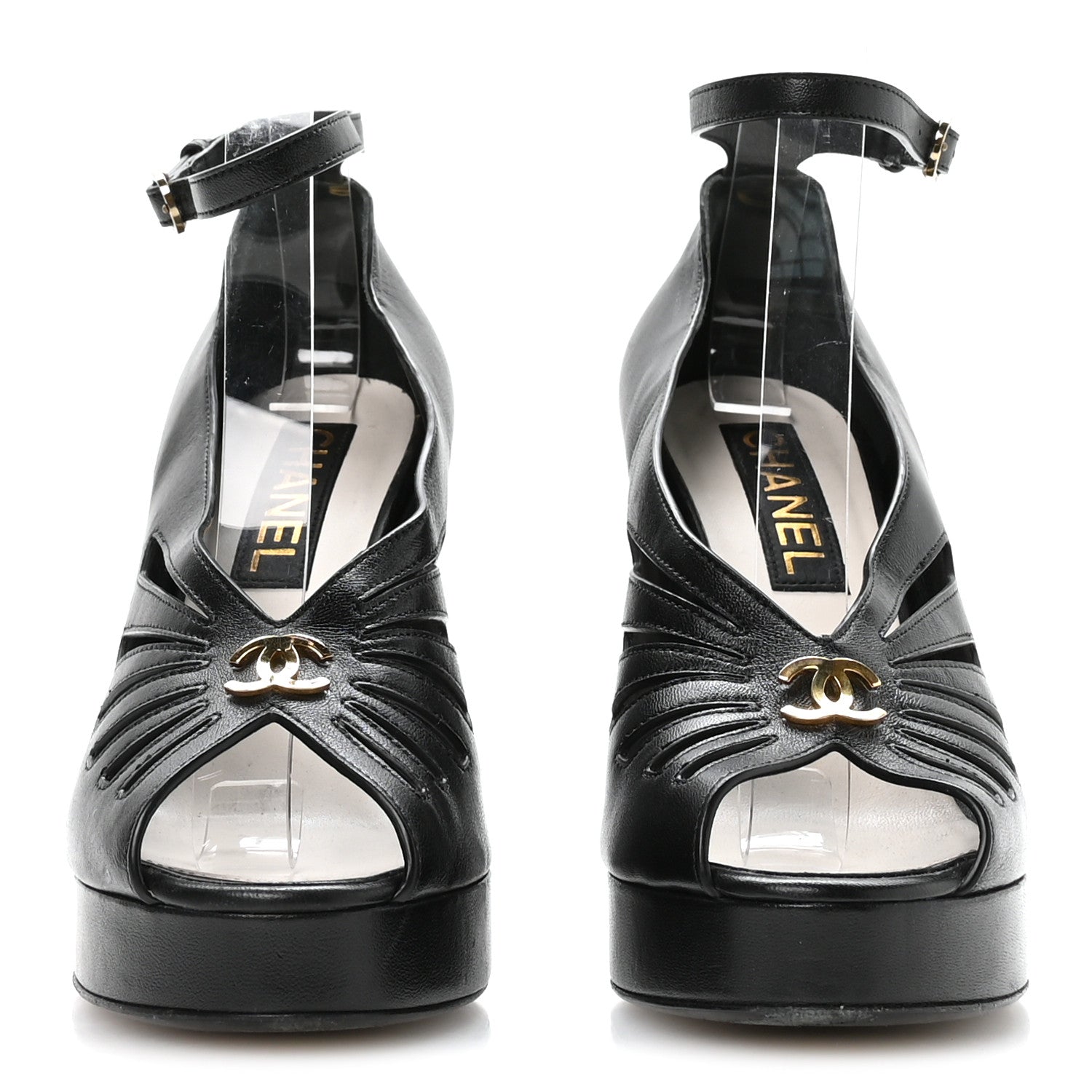 Chanel Nappa CC Platform Sandals 38 Black 3 of 8