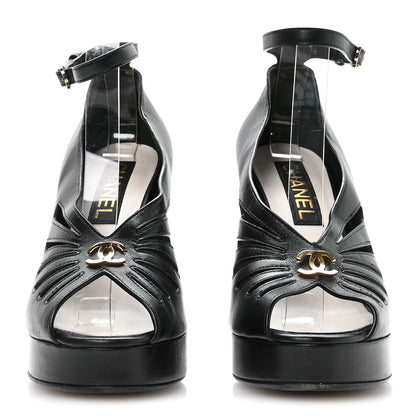 Chanel Nappa CC Platform Sandals 38 Black 3 of 8
