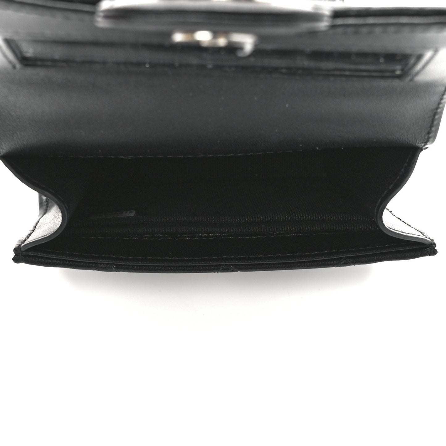 Lambskin Quilted Top Handle Flap Clutch With Chain Black