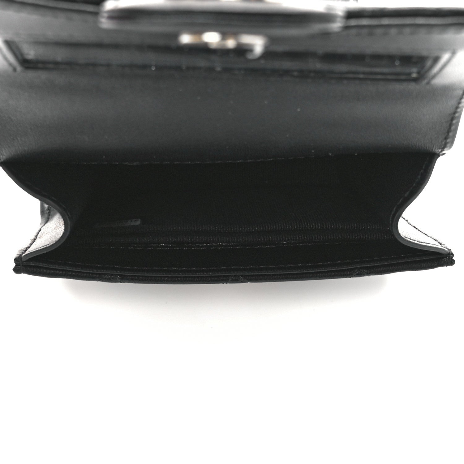 Chanel Lambskin Quilted Top Handle Flap Clutch With Chain Black 5 of 13