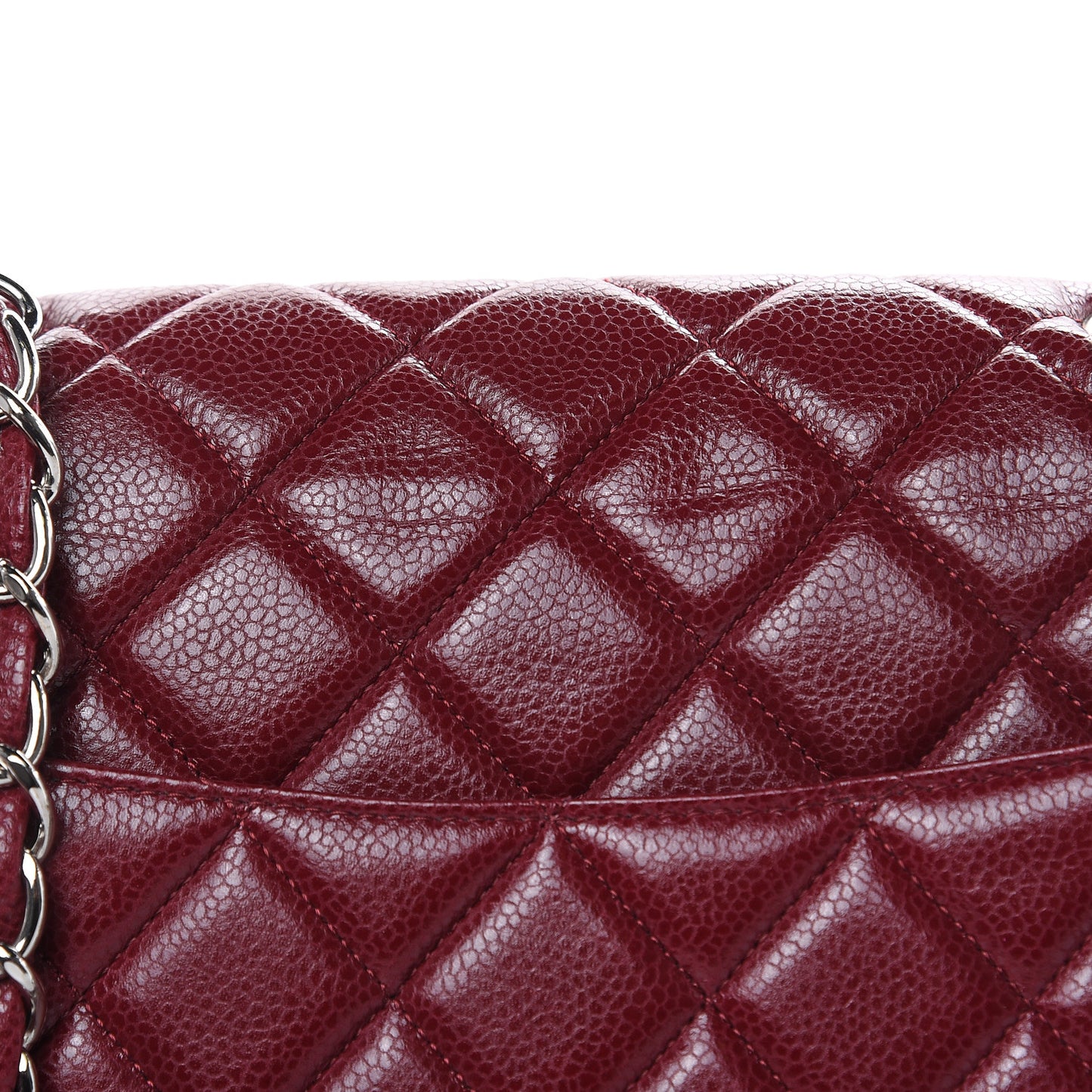 Caviar Quilted Jumbo Single Flap Dark Red