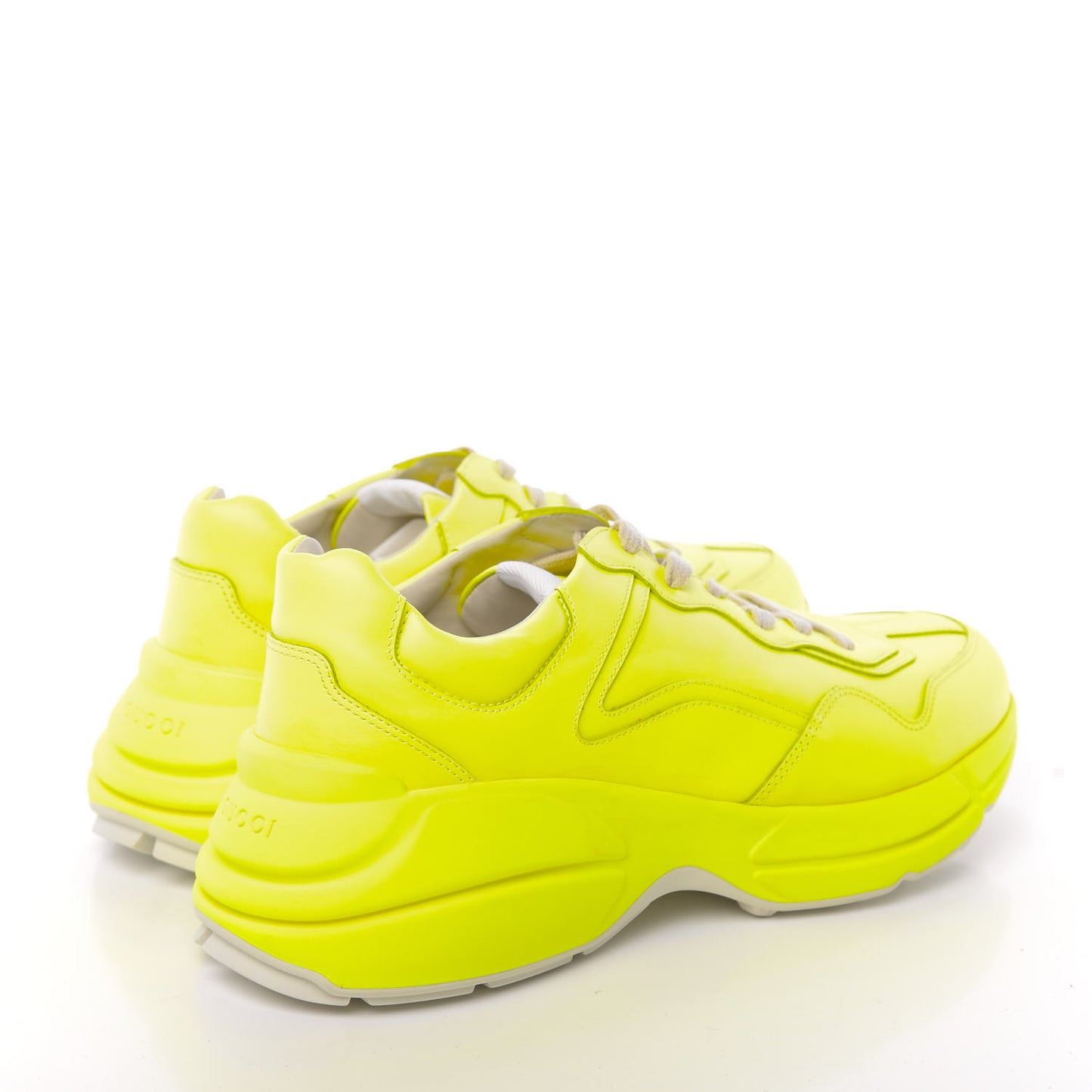 Calfskin Mens Rhyton Sneakers 9 Yellow Fluo