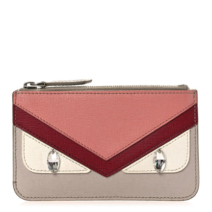 Fendi Vitello Elite Crystal Eye Monster Coin Pouch Key Case  Grigio Polvere Ribes Multicolor 1 of 10