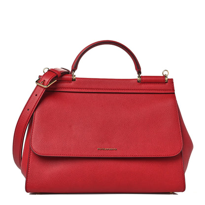 Dolce & Gabbana Calfskin Medium Sicily Soft Satchel Red 1 of 9