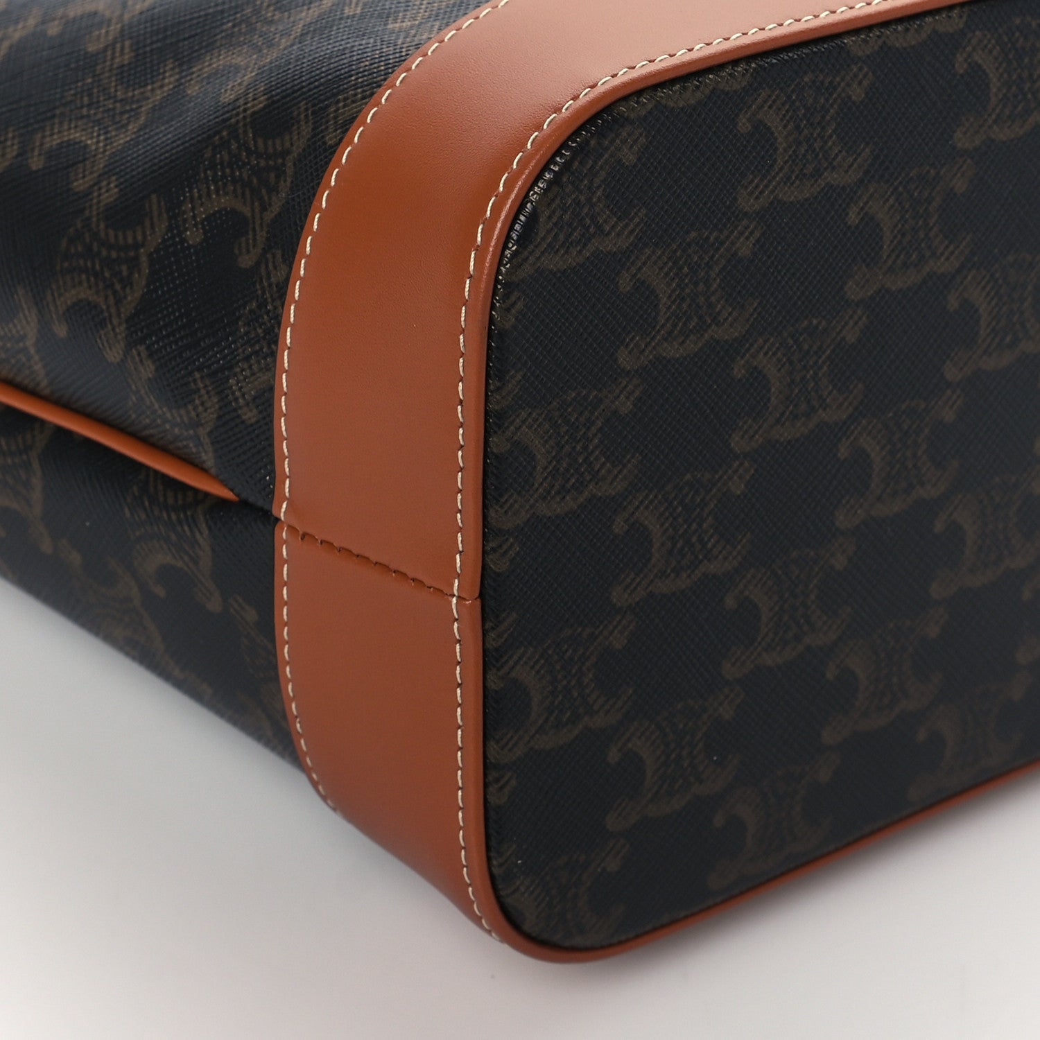 Celine Triomphe Canvas Calfskin Small Bucket Bag Tan 9 of 10