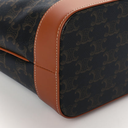 Celine Triomphe Canvas Calfskin Small Bucket Bag Tan 9 of 10