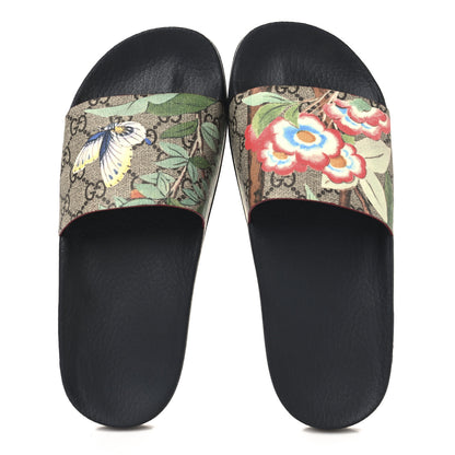 Gucci GG Supreme Monogram Tian Womens Slide Sandals 38 Beige Multicolor 2 of 9