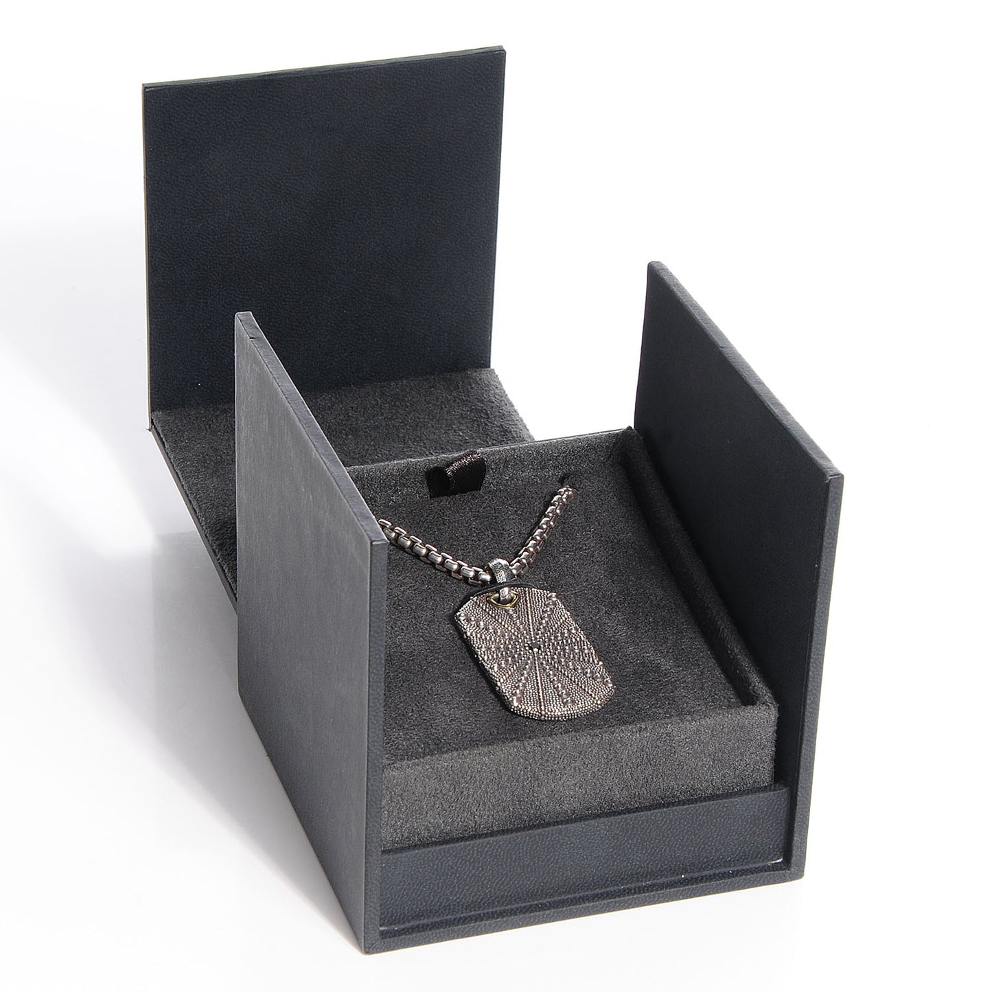 Sterling Silver 18K Gold Black Diamond Starfish Dog Tag Necklace