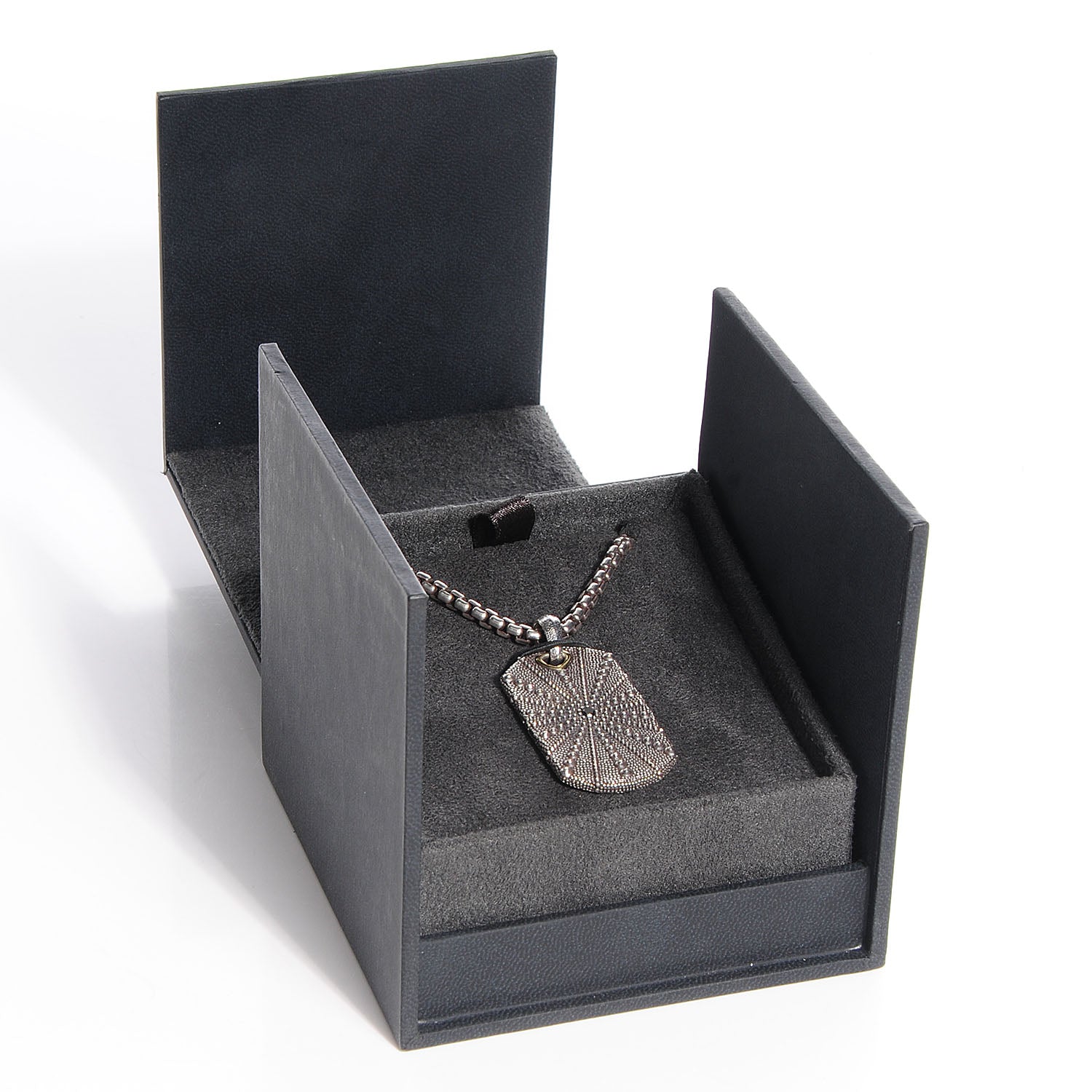 David Yurman Sterling Silver 18K Gold Black Diamond Starfish Dog Tag Necklace 4 of 4