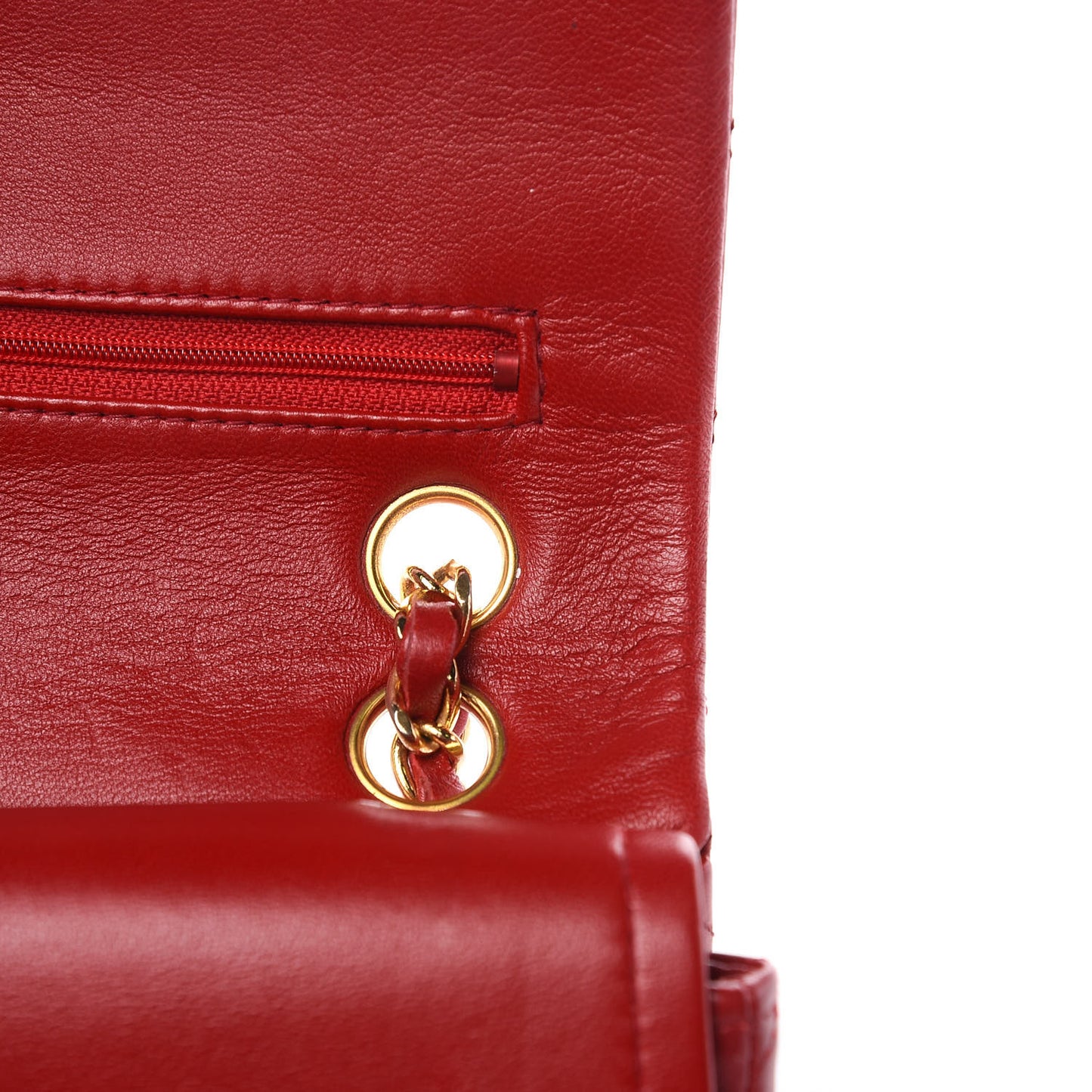 Lambskin Quilted Small Double Flap Red