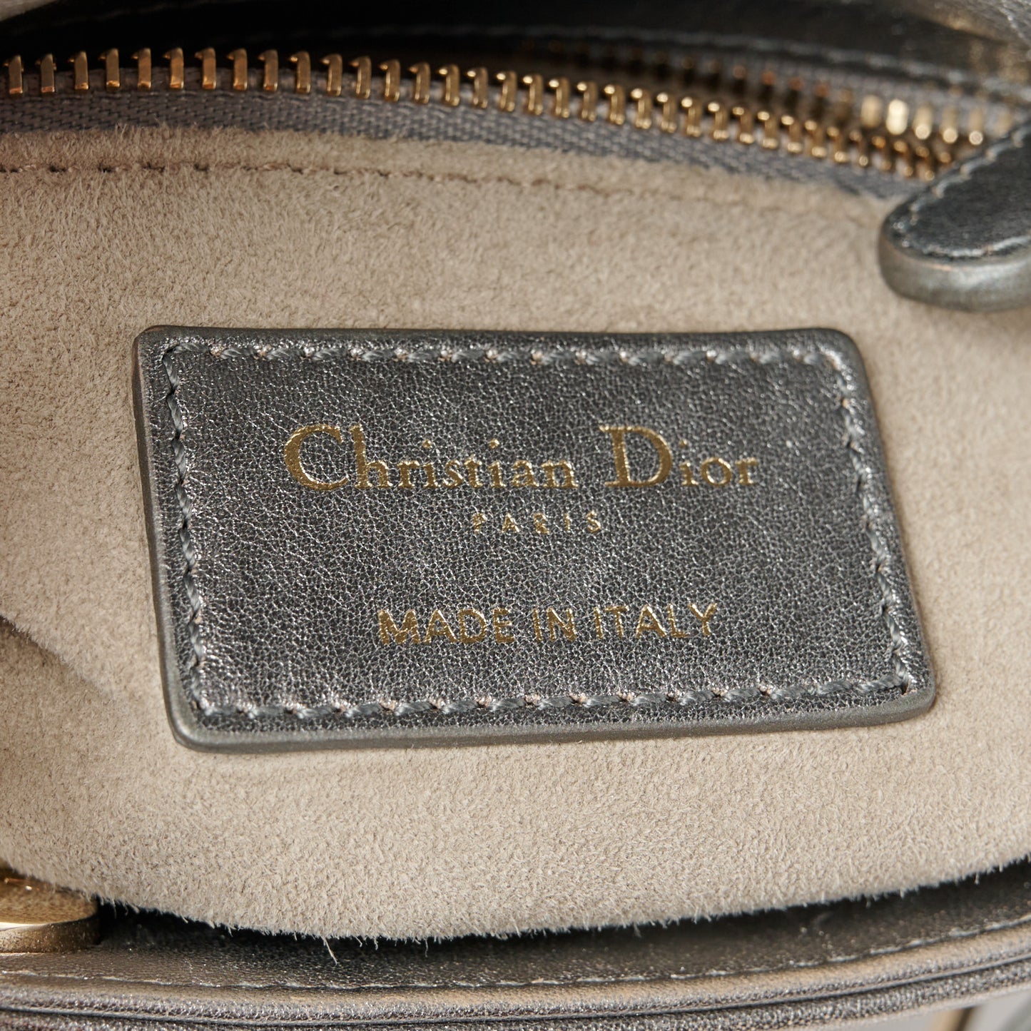 Metallic Lambskin Beaded Embroidered Mini Lady Dior Silver