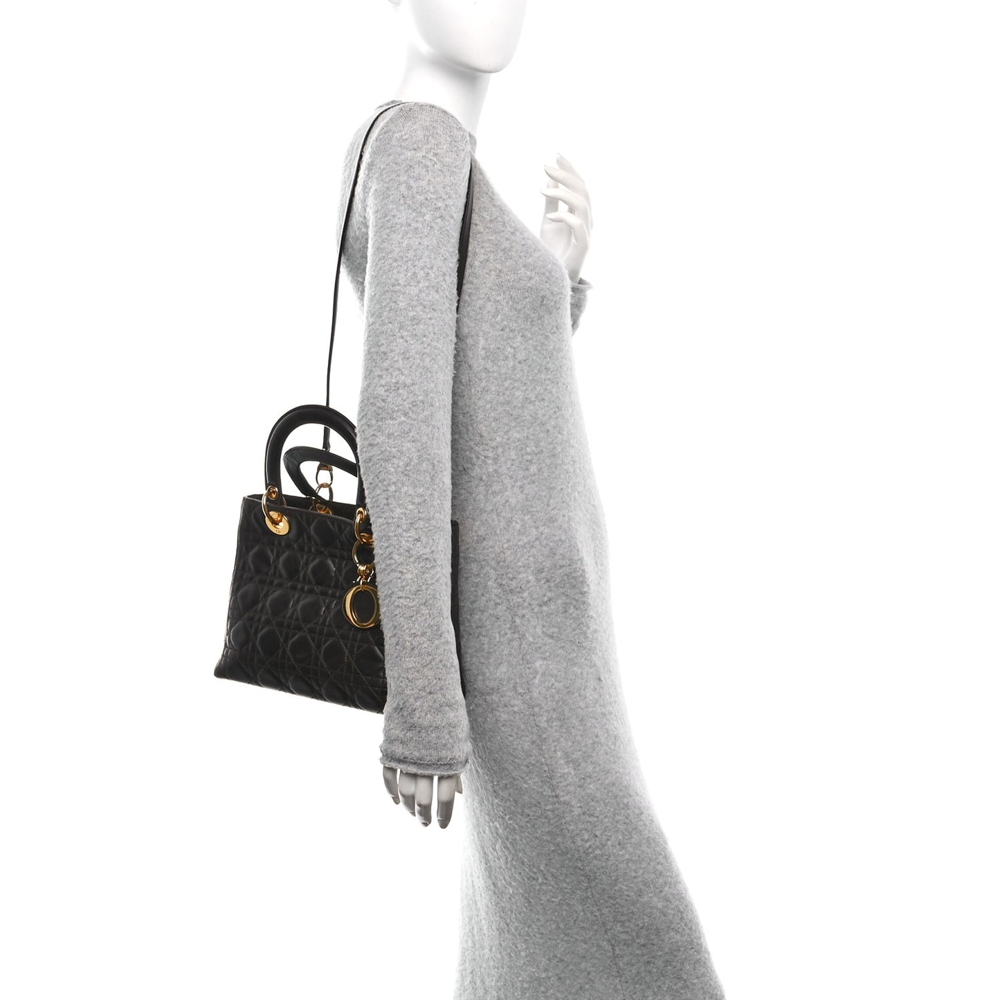 Lambskin Cannage Medium Lady Dior Dark Brown