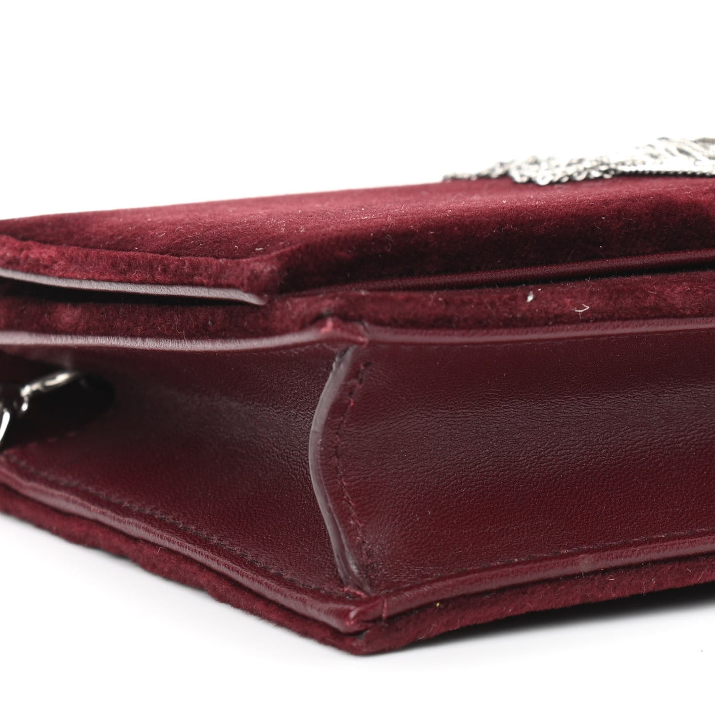 Velvet Crystal Monogram Kate Tassel Shoulder Bag Burgundy