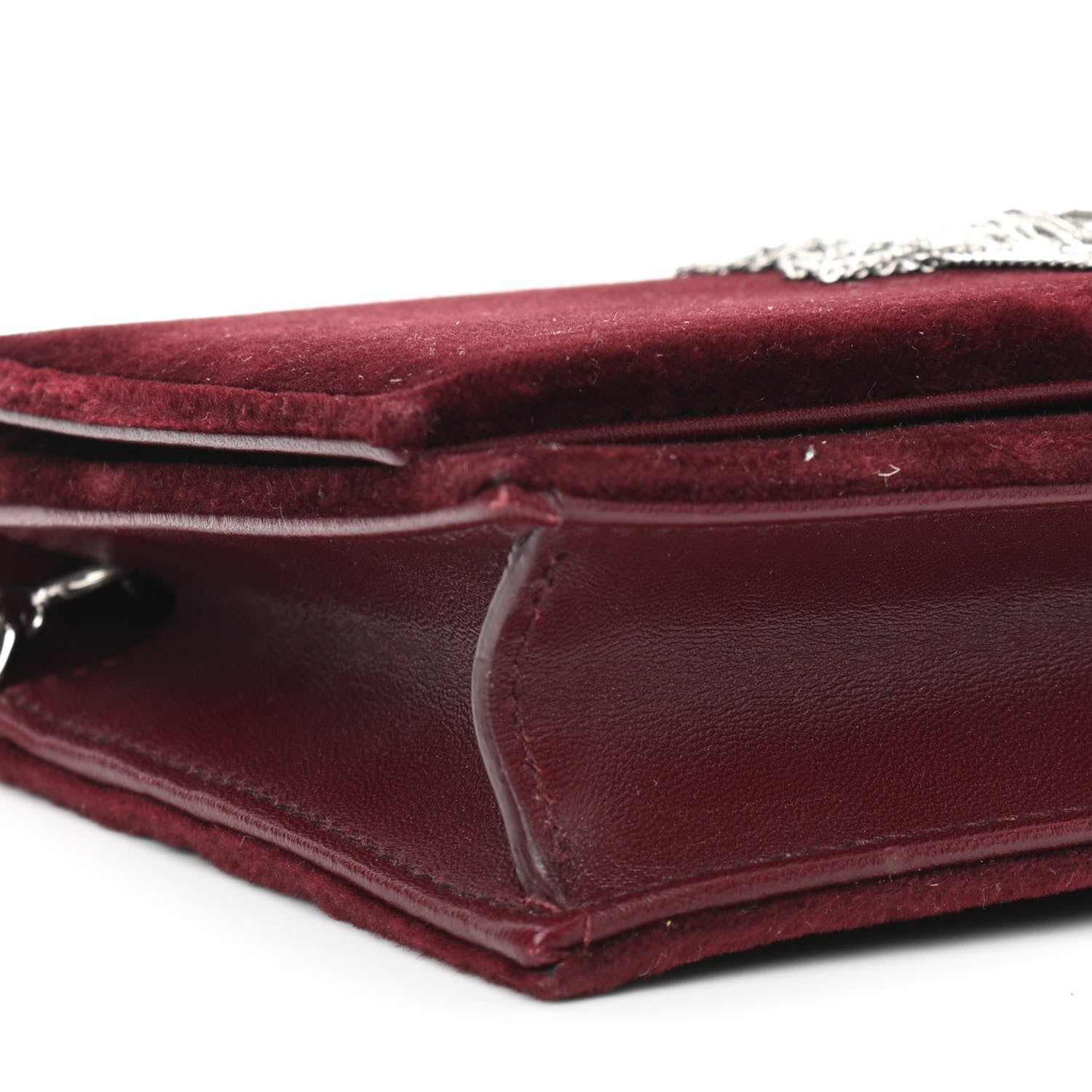 Saint Laurent Velvet Crystal Monogram Kate Tassel Shoulder Bag Burgundy 9 of 10