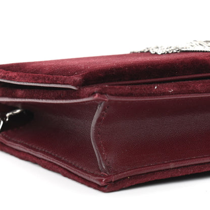 Saint Laurent Velvet Crystal Monogram Kate Tassel Shoulder Bag Burgundy 9 of 10