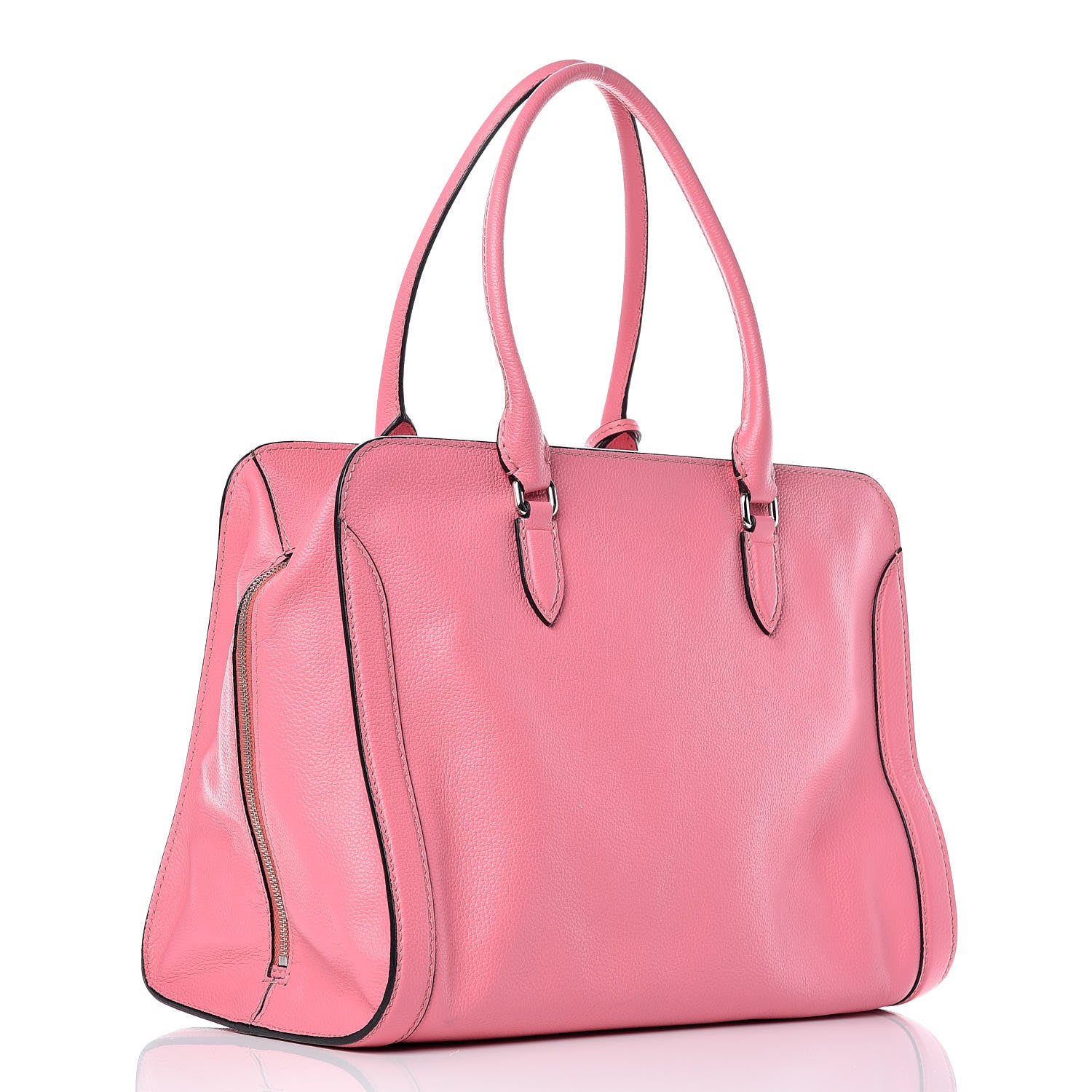 Alexander McQueen Pebbled Calfskin Large Skull Padlock Zip Around Tote Pink 3 of 12