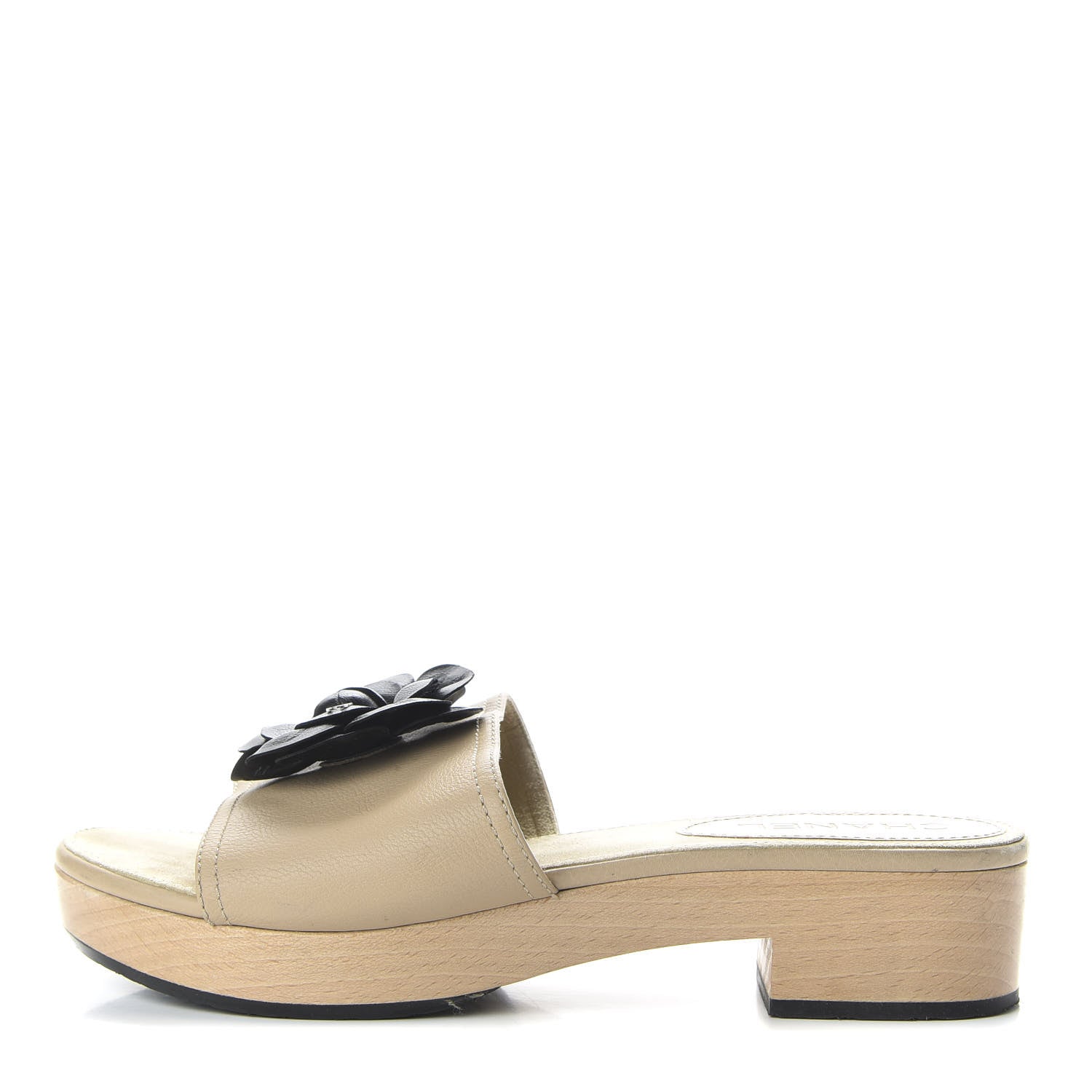Chanel Calfskin Camellia Clogs 40 Beige 1 of 9