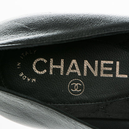 Chanel Patent Lambskin Crystal CC Cap Toe Ballerina Flats 39 Black 5 of 8