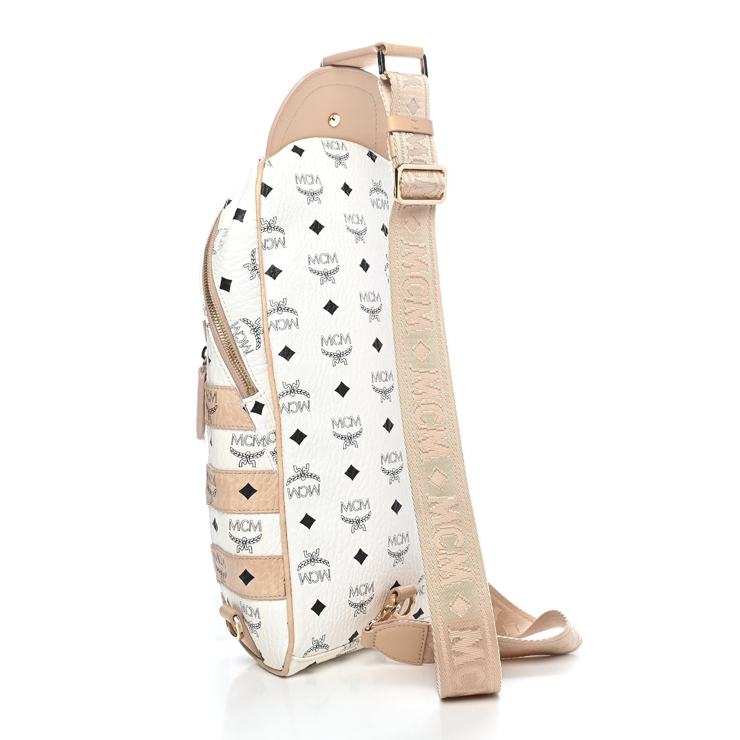 MCM Visetos Spot Medium Sling Bag Beige White 3 of 8