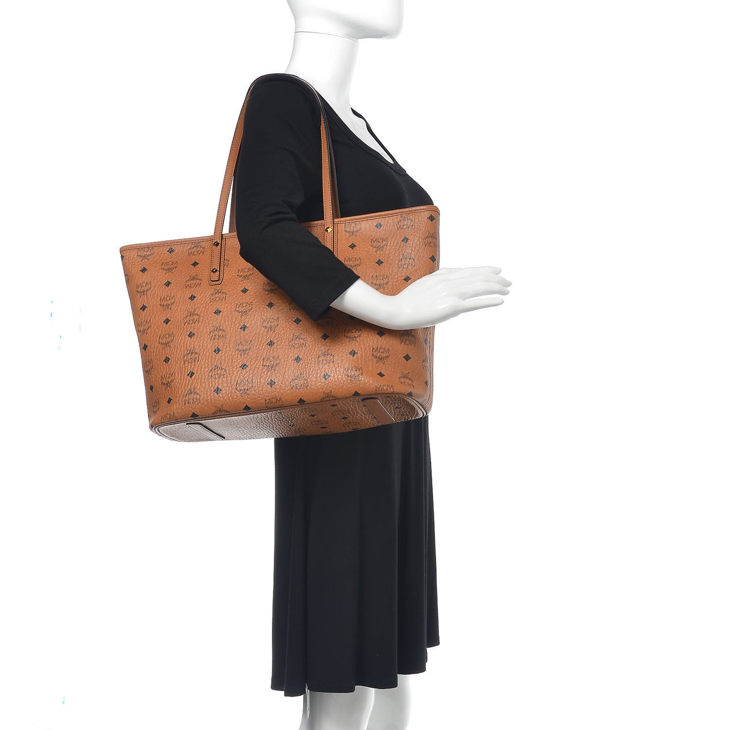 Visetos Medium Anya Top Zip Shopper Tote Cognac
