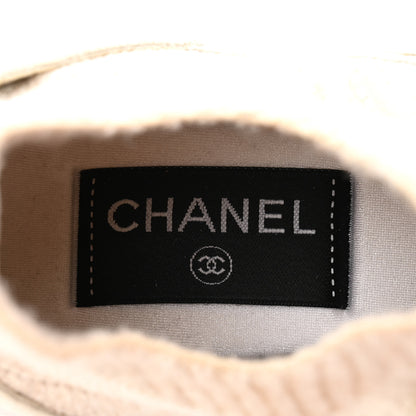Chanel Knit Fabric Suede Calfskin Womens CC Sneakers 37 Ivory 7 of 10